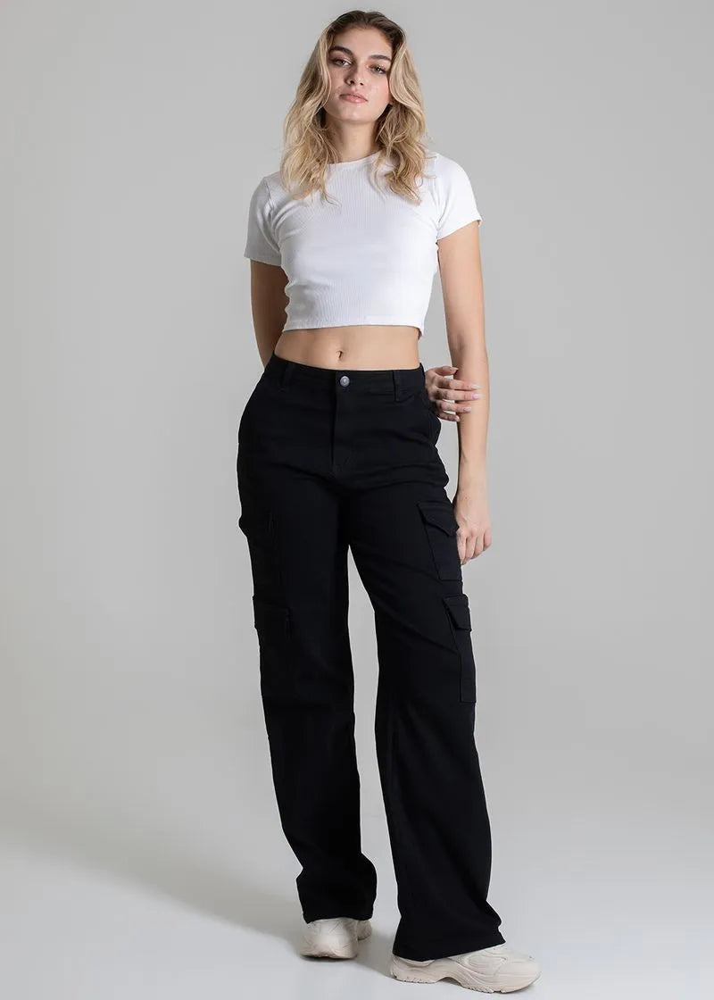 Calça Sarja Sawary Wide Leg Cargo 278269