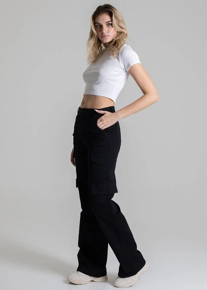 Calça Sarja Sawary Wide Leg Cargo 278269