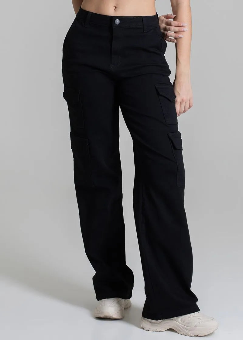 Calça Sarja Sawary Wide Leg Cargo 278269