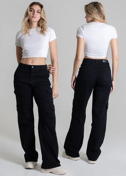 Calça Sarja Sawary Wide Leg Cargo 278269