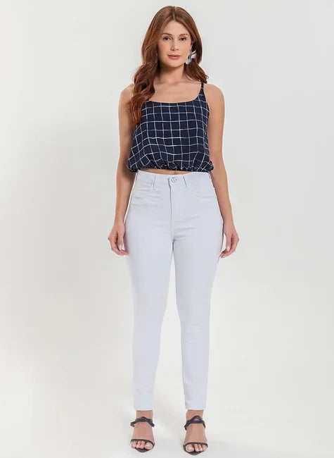 Calça Feminina Cigarrete Hot Pants Branca Black Jeans 21415