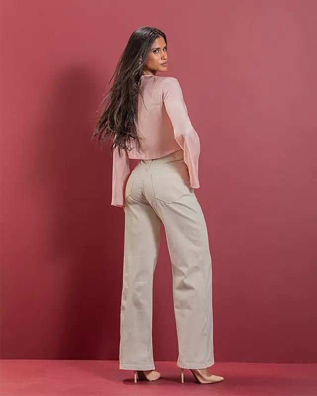 Calça Feminina Wide Leg de Linho Black Jeans 24308