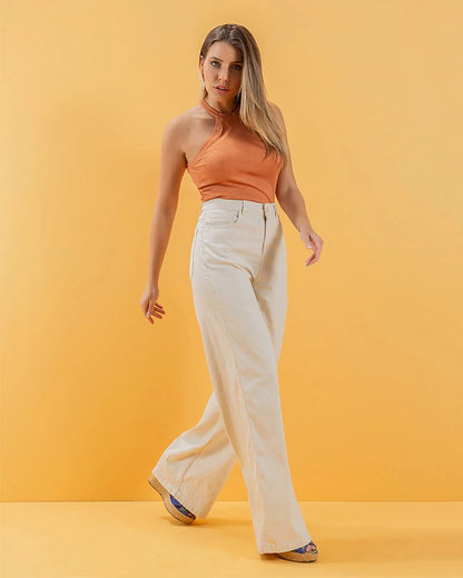 Calça Feminina Wide Leg de Linho Black Jeans 24308