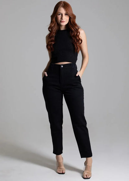 Calça Sarja Sawary Mom Preta 272557
