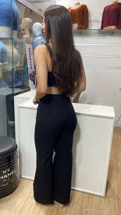 Calça Sarja Sawary Wide Leg Preta 275028