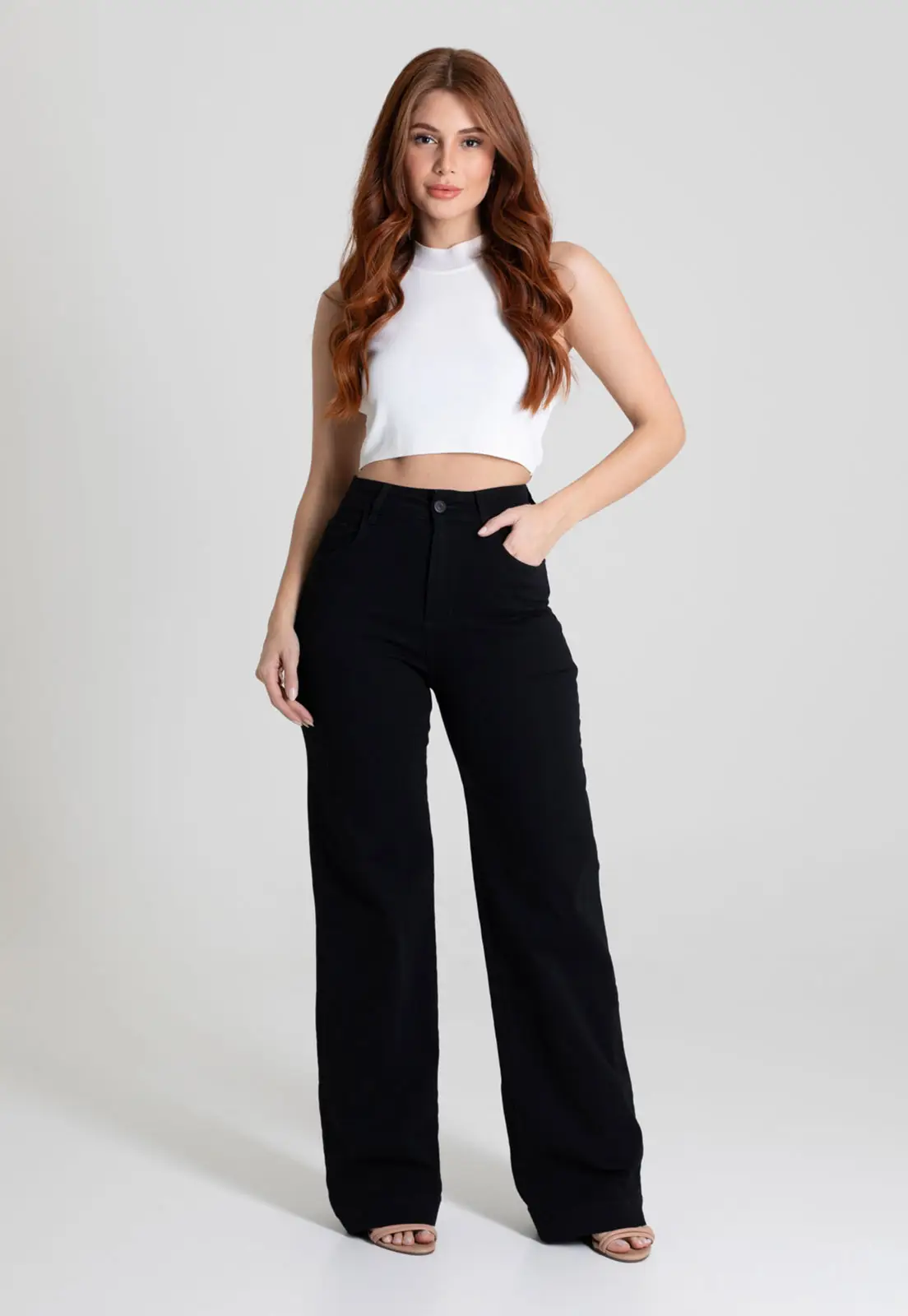 Calça Sarja Sawary Wide Leg Preta 275028