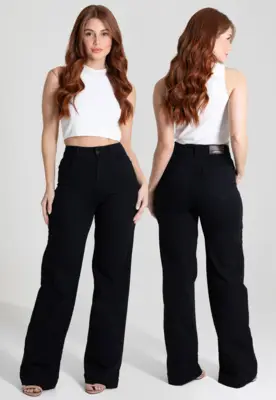 Calça Sarja Sawary Wide Leg Preta 275028