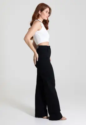 Calça Sarja Sawary Wide Leg Preta 275028