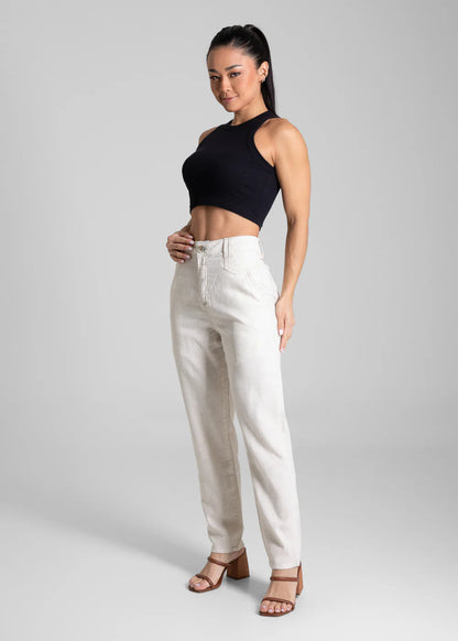 Calça Linho Sawary Mom Off White 281511