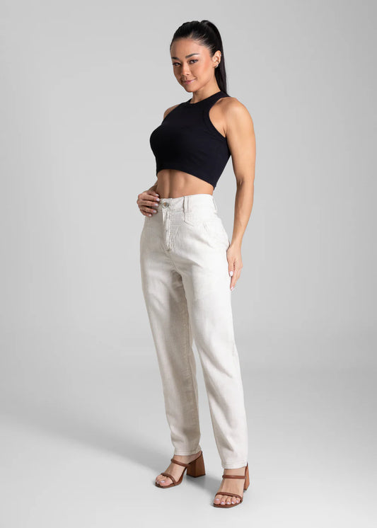 Calça Linho Sawary Mom Off White 281511