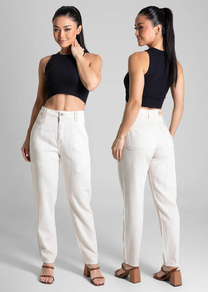 Calça Linho Sawary Mom Off White 281511