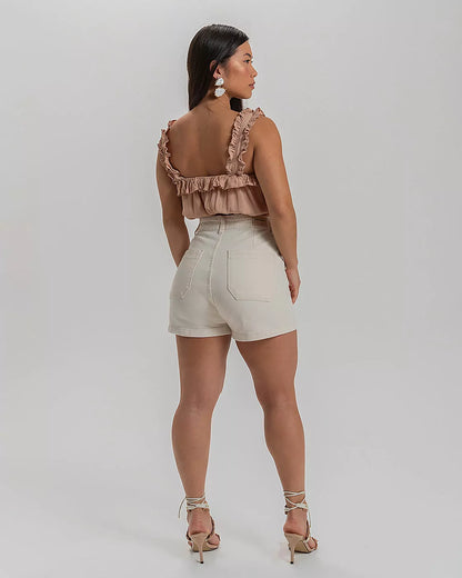 Shorts Feminino Cargo Natural Black Jeans 25535