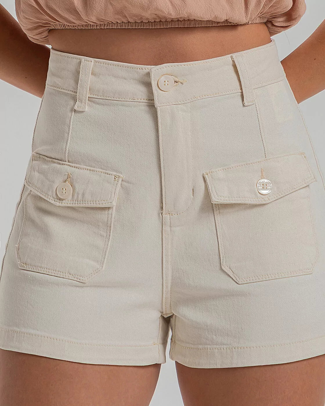 Shorts Feminino Cargo Natural Black Jeans 25535
