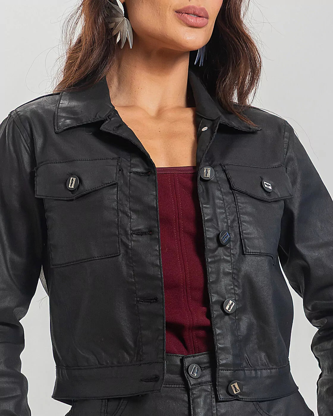 Jaqueta Feminina Resinada Black Jeans 24145