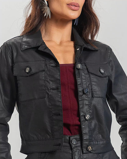 Jaqueta Feminina Resinada Black Jeans 24145