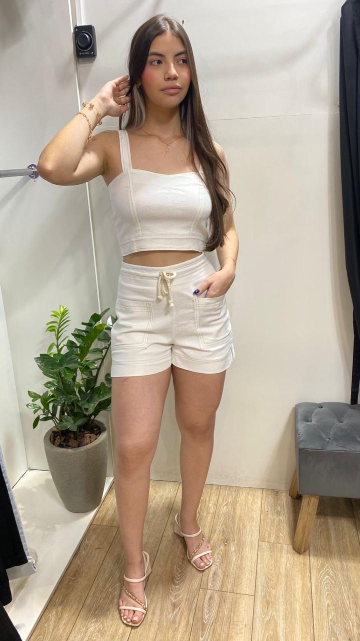 Shorts de Linho  OFF White Catalise