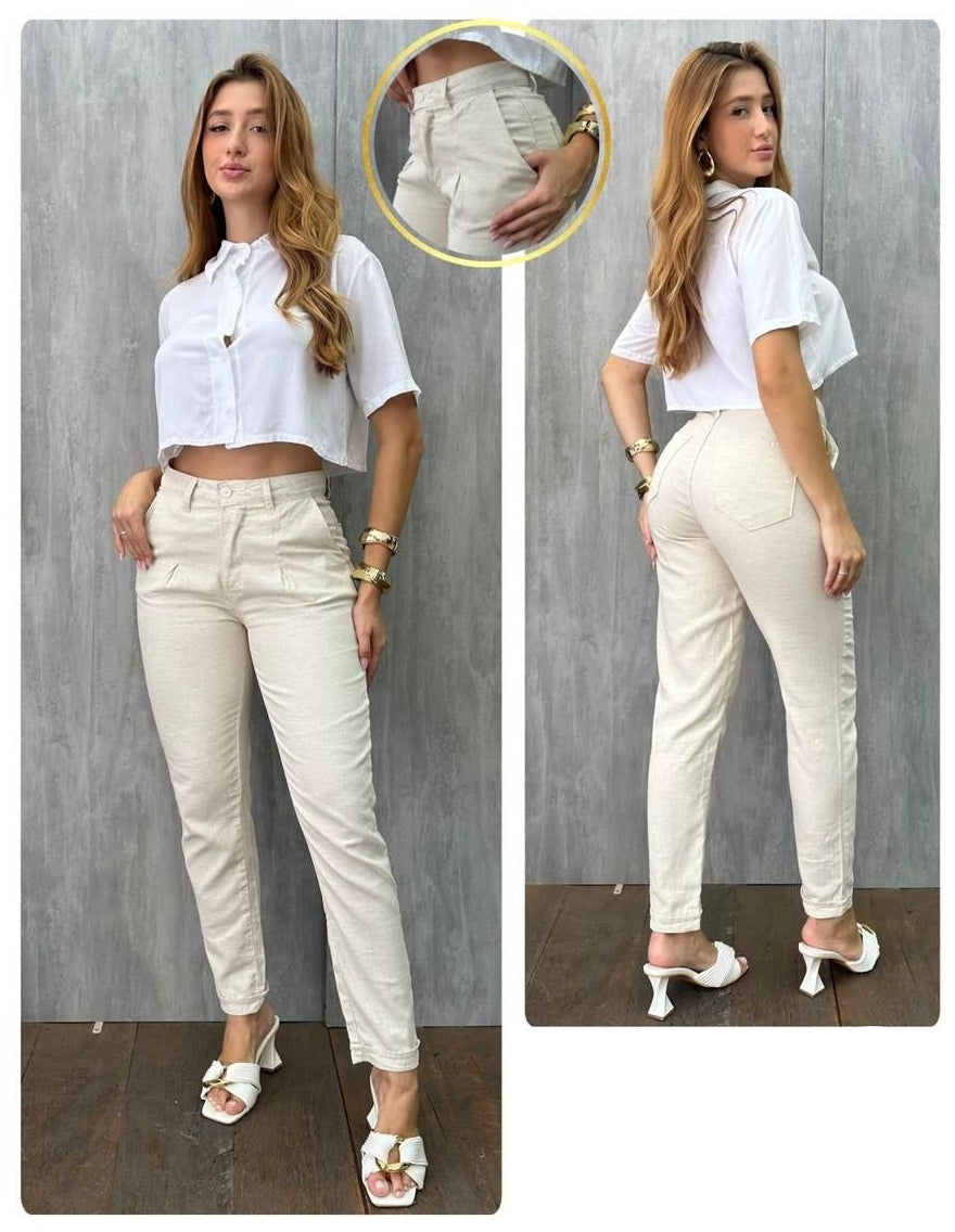 Calça Mom de Linho Black Jeans 25506