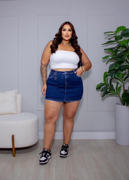 Shorts Saia Jeans Plus Size com Elastano Clemen 227903
