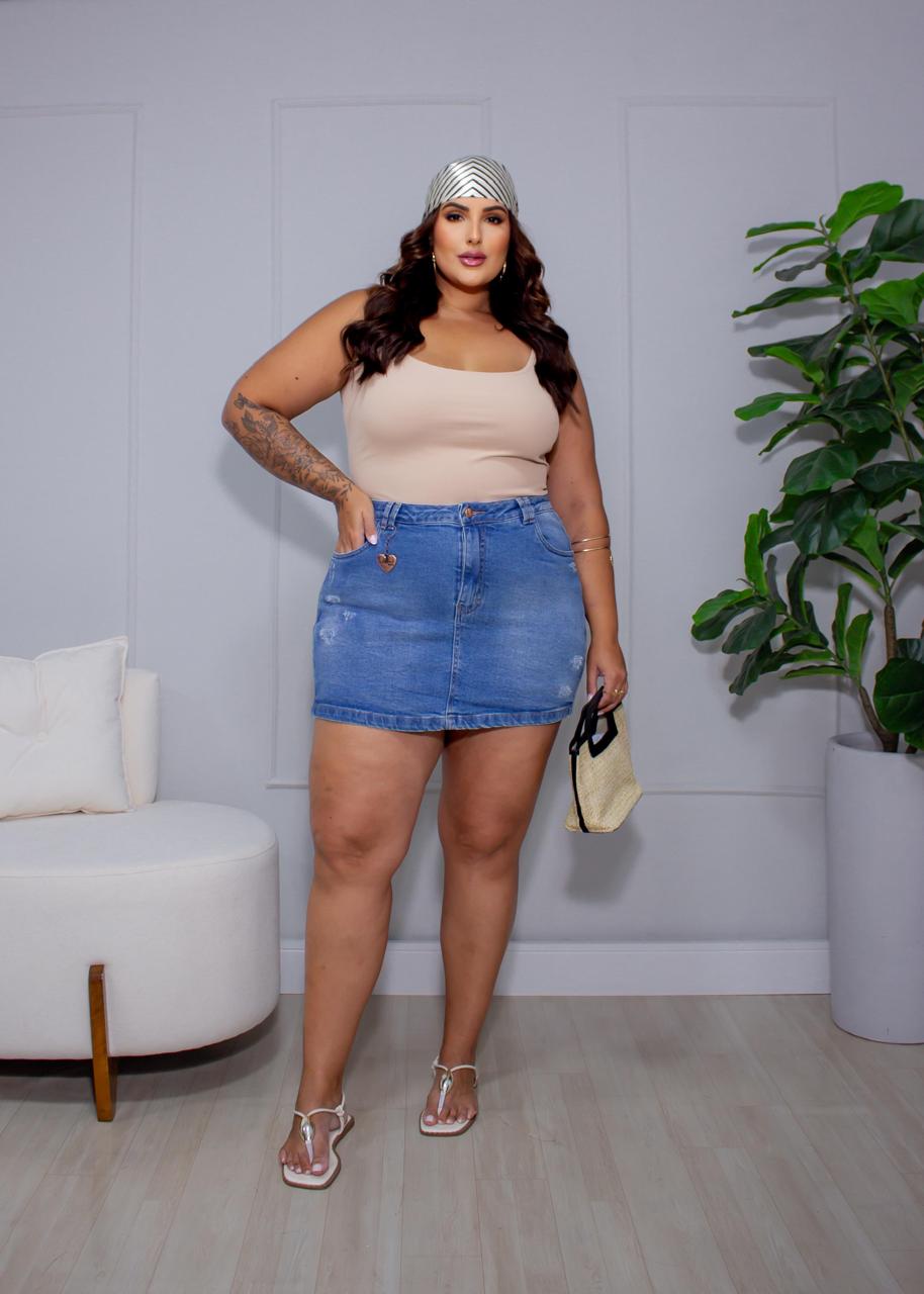 Shorts Saia Jeans Plus Size com Elastano Clement 227901