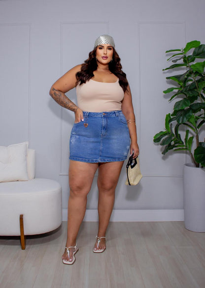 Shorts Saia Jeans Plus Size com Elastano Clement 227901