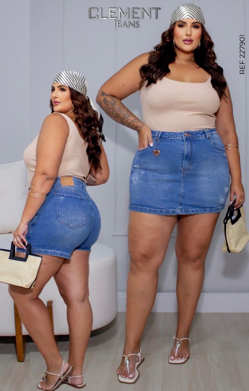 Shorts Saia Jeans Plus Size com Elastano Clement 227901