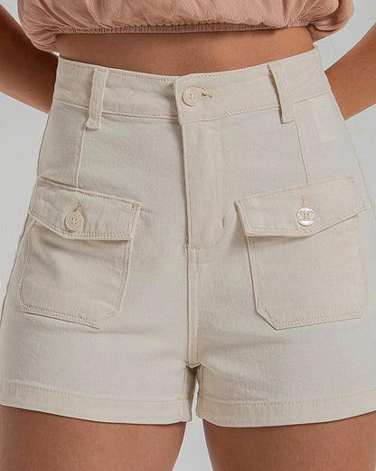 Shorts Feminino Cargo Natural Black Jeans 25535
